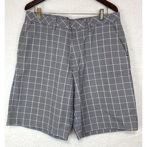 Ashworth EZ-Tech Men's Grey Flat Front Shorts With Houndstooth Pattern Size 35w